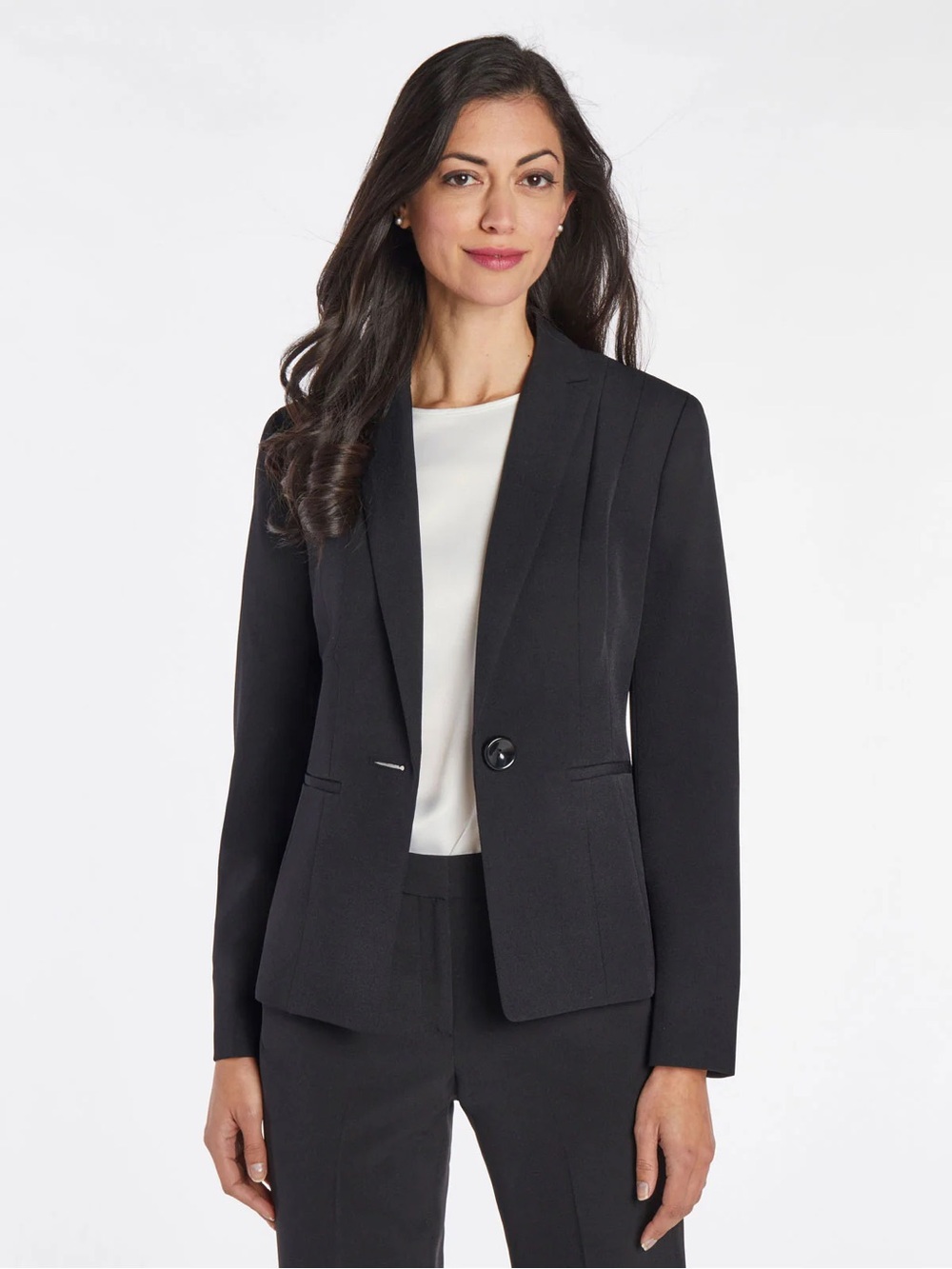 Kasper Black Single-Button Tailored Blazer